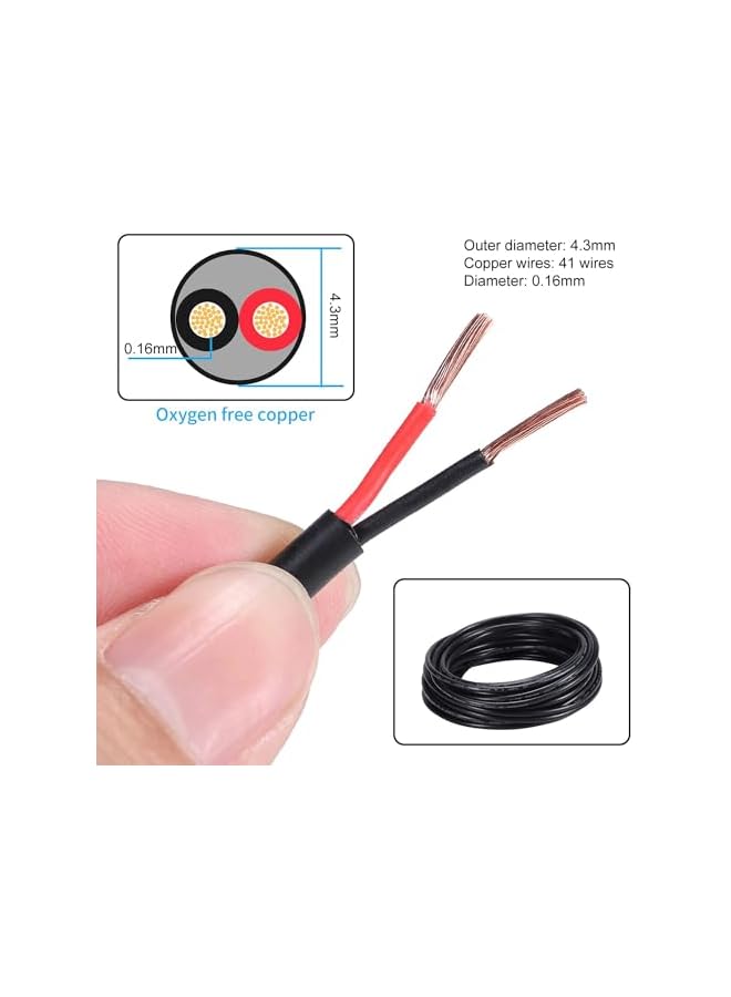 The Bros سلك كهربائي 18 قياس 2 موصل 18AWG سلك كهربائي معزول PVC كابل نحاسي خالي من الأكسجين 32.8 قدم/10 متر كابل LED مرن منخفض الجهد لشرائط الإضاءة LED - Image 2