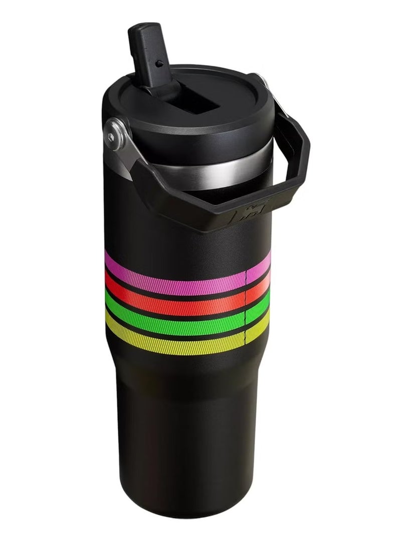 STANLEY IceFlow 30 oz Stainless Steel Tumbler with Leak-Resistant Flip Straw - Vacuum Insulated Water Bottle for Home, Office, or Car, Keeps Drinks Cold for 12 Hours, Neon Multi Color - Image 4