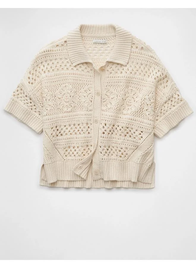 American Eagle An intricate layer that's perfect for a boho chic look, featuring a collared neck & button-up front.