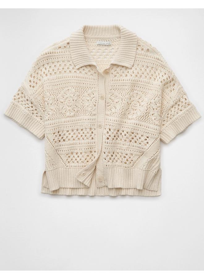 American Eagle An intricate layer that's perfect for a boho chic look, featuring a collared neck & button-up front.  - Image 3
