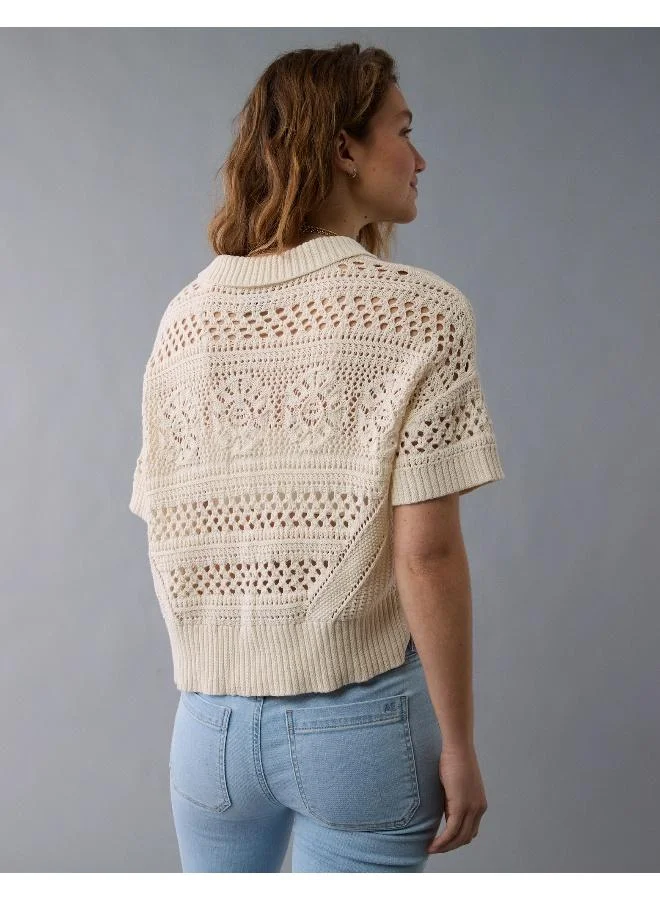 American Eagle An intricate layer that's perfect for a boho chic look, featuring a collared neck & button-up front.