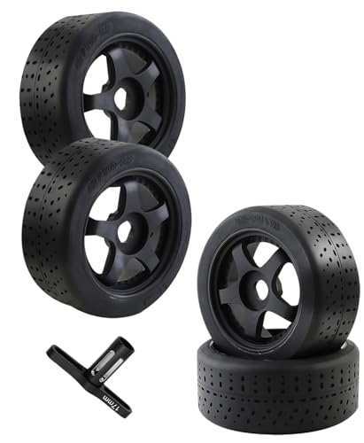 Rcarmumb RC Tires for 17 Infraction LimitlessDboots Hoons 42100 29 Belted RC Tires with Foam Inserts4PCS Front and Rear Mounted On 5Spoker Rc WheelsBlack - Image 1