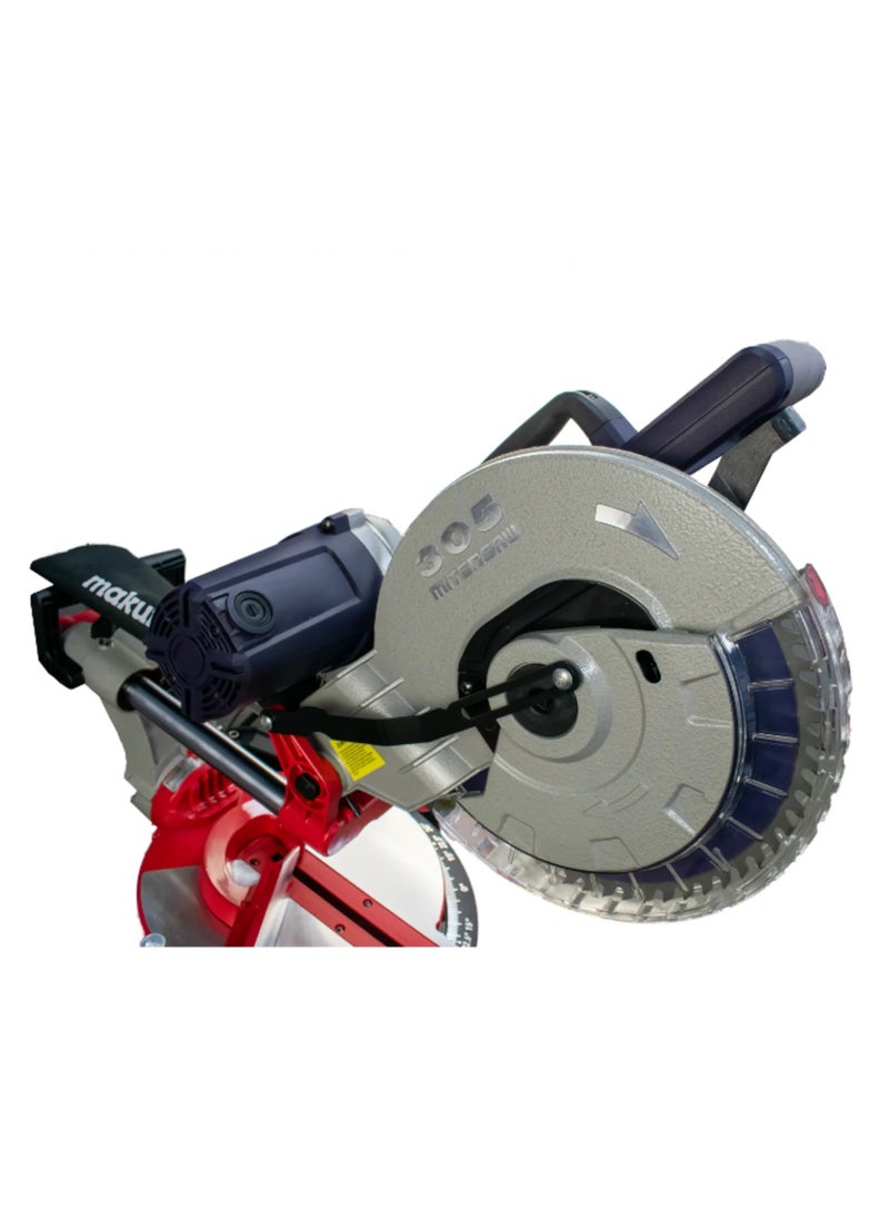 makute 12-Inch Miter Saw with 2000W, 4500 RPM Speed, 305mm Disc for Wood and Metal Cutting - All Copper Wire Motor, 220-240V, MS121-305  - Image 4