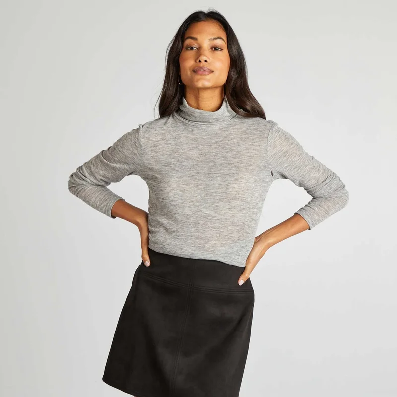 Kiabi Marl Turtleneck T-Shirt Grey