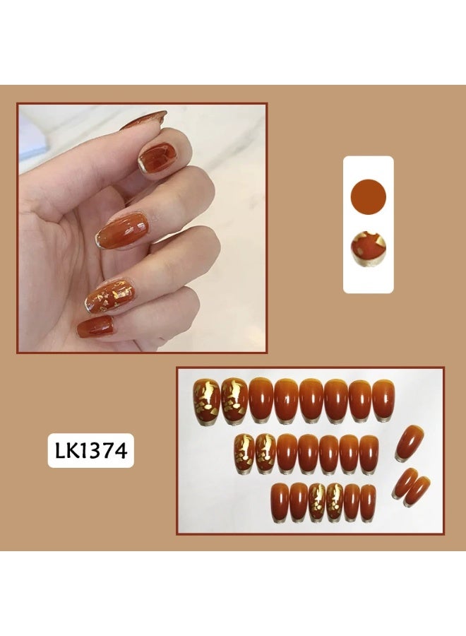 Goolsky Amber French Press-on Nails - Classic Elegant Daily Wear for Commute & Formal Occasions - Image 2