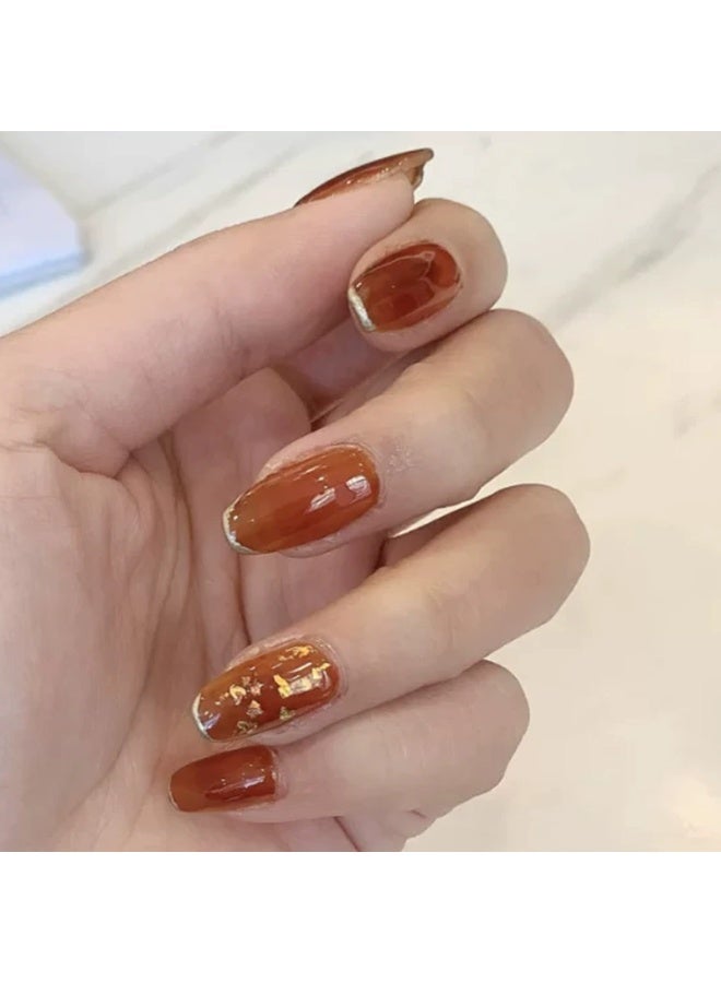 Goolsky Amber French Press-on Nails - Classic Elegant Daily Wear for Commute & Formal Occasions - Image 1