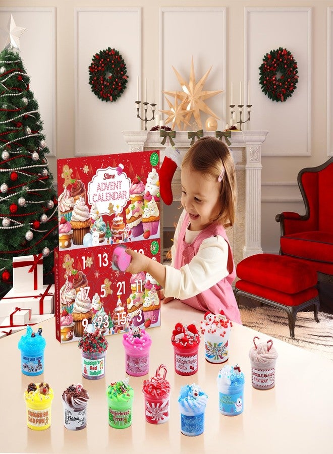 Funewest Slime Advent Calendar 2024 for Boys Girls, Fluffy Slime Children Christmas Advantage Calendar 24 Days, Christmas Surprises Gift with Different Textures Slime Kit - Image 2