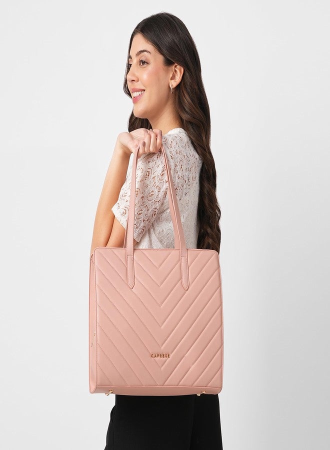 Caprese Riko Large Satchel Bag for Women with Adjustable & Detachable Strap|Versatile Shoulder,Crossbody & Handheld Bag for Work, Travel,Everyday Use with Multiple Compartments (Powder Pink) - Image 2