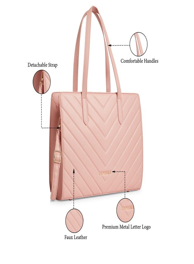 Caprese Riko Large Satchel Bag for Women with Adjustable & Detachable Strap|Versatile Shoulder,Crossbody & Handheld Bag for Work, Travel,Everyday Use with Multiple Compartments (Powder Pink) - Image 3