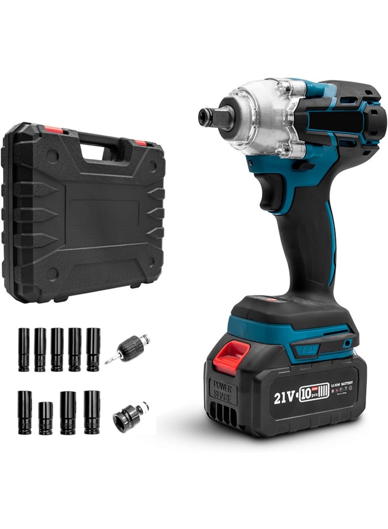 MUNTAQI Cordless Impact Wrench 1/2 Inch, 320Nm Max Torque Brushless Impact Gun with Battery & Charger, Electric Impact Driver for Tire Removal, Car Repair, Construction, Home DIY - Image 1
