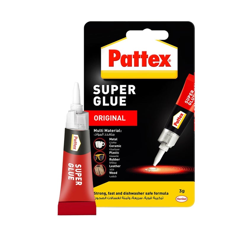 Pattex Universal, Strong All Purpose Adhesive for, Clear Glue for Various Materials, Easy to Use Instant Super Glue, 1 x 3g - Image 1