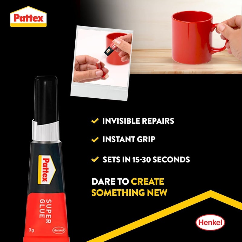 Pattex Universal, Strong All Purpose Adhesive for, Clear Glue for Various Materials, Easy to Use Instant Super Glue, 1 x 3g - Image 2