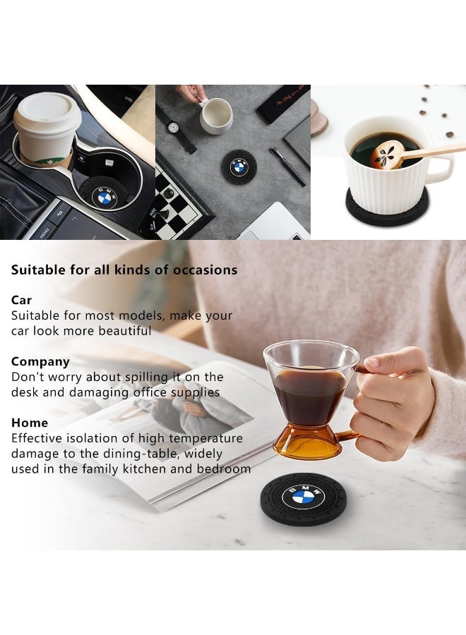 Compatible for 2PC 6.99CM Cup Holder Coaster for BMW Accessories, Silicone Non-Slip Car Interior Accessories - Image 5