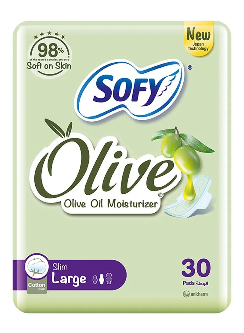 صوفي سوفي فوط صحية رفيعة بزيت الزيتون كبيرة 30 فوطه - Image 1