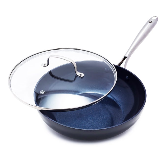 COOKWARE 11 SKILLET FRYING PAN SKILLET HARD ANODIZED HEALTHY CERAMIC NONSTICK PFAS PFOAFREE DISHWASHER OVEN SAFE EVEN HEATING METAL UTENSIL SAFE WARP CONTROL GREY