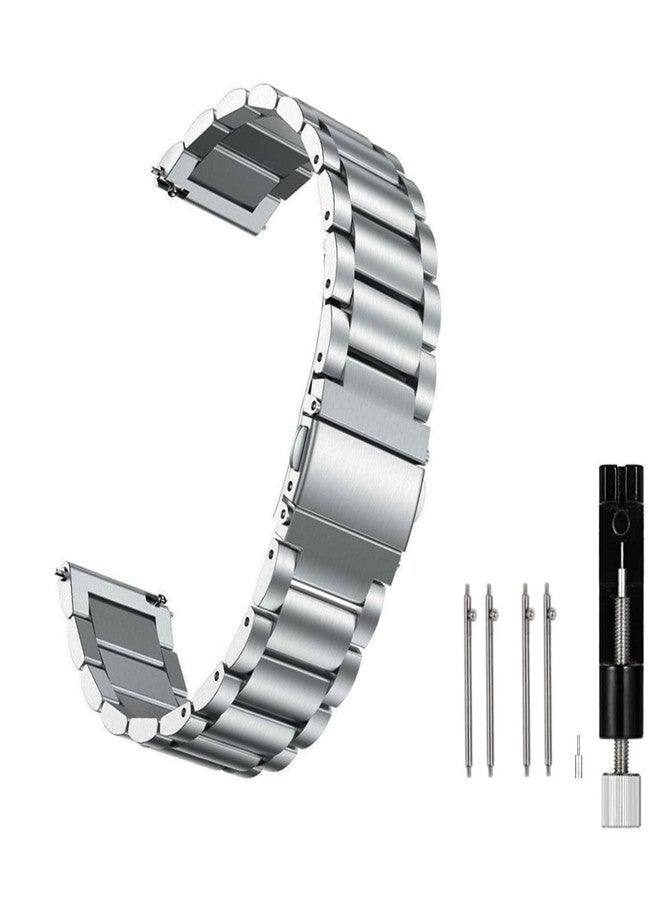 MORANO Moran Stainless Steel Watch Band Quick Release Replacement Metal Strap 20mm 22mm for Men Women (Silver+Folding Clasp, 22mm) - Image 1