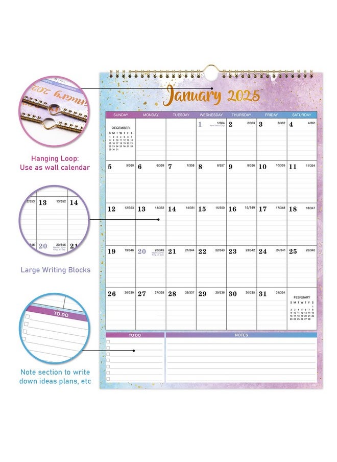 Artfan 2025 Wall Calendar - Wall Calendar 2025, 12" x 17", Jan.2025 - Dec.2025, 2025 Calendar with 12 Months, Twin-Wire Binding + Hanging Hook + Large Ruled Blocks with Julian Dates  - Image 4