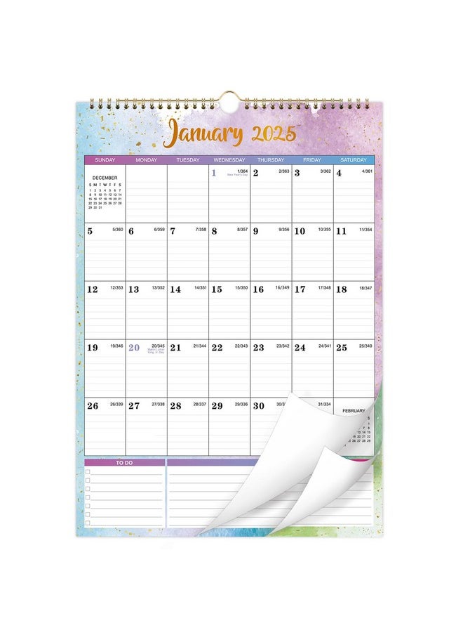 Artfan 2025 Wall Calendar - Wall Calendar 2025, 12" x 17", Jan.2025 - Dec.2025, 2025 Calendar with 12 Months, Twin-Wire Binding + Hanging Hook + Large Ruled Blocks with Julian Dates  - Image 1
