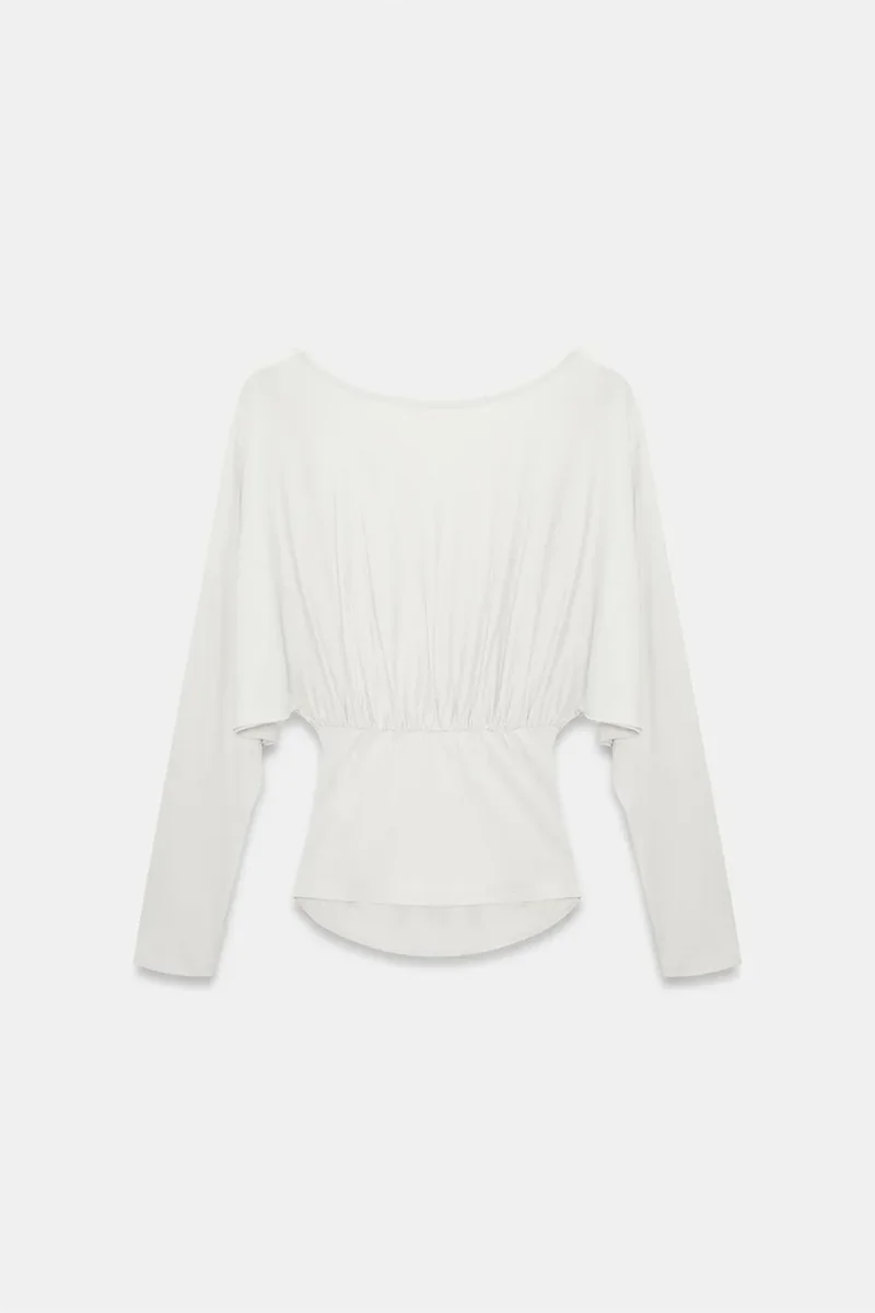 Dilvin White DILVIN Slim Fit V-Neck Wrap Blouse for Women | Best Price UAE
