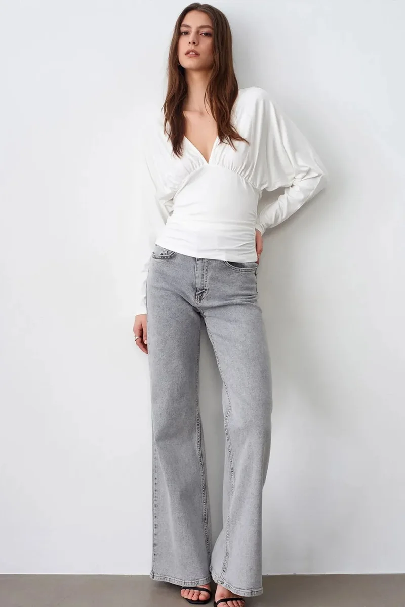 ديلفين DILVIN Slim Fit V-Neck Wrap Blouse