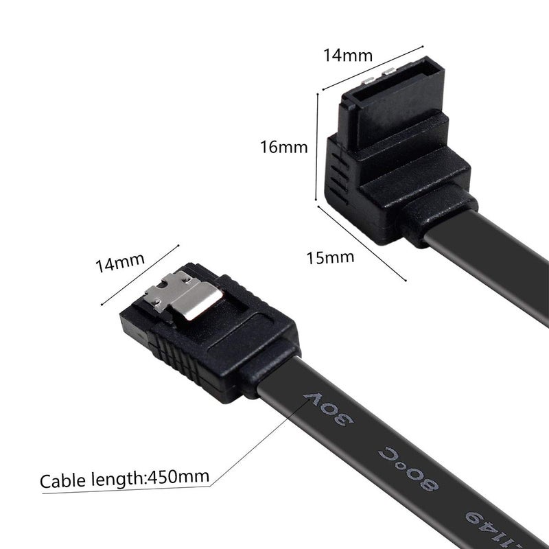 Benfei كابل SATA III، حزمة 3 كابلات SATA III بسرعة 6Gbps بزاوية 90 درجة مع قفل 18 بوصة لـ SATA HDD، SSD، مشغل CD، كاتب CD - أسود - Image 4