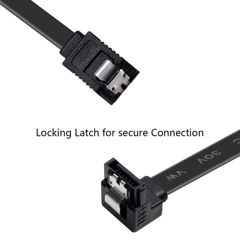 Benfei كابل SATA III، حزمة 3 كابلات SATA III بسرعة 6Gbps بزاوية 90 درجة مع قفل 18 بوصة لـ SATA HDD، SSD، مشغل CD، كاتب CD - أسود - Image 3