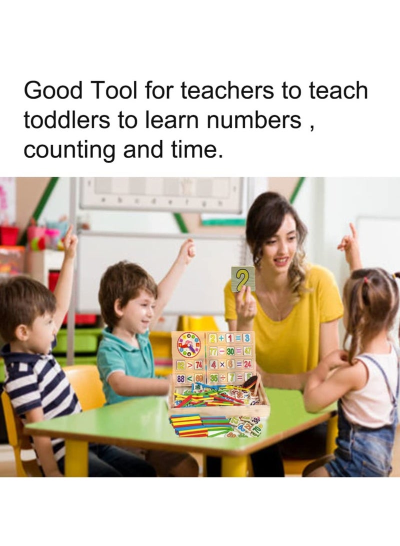 TOY GARDEN Children Number Cards Calculation Time Learning Tool Math Educational Toy Wooden Sticks Clocks Counting Rods with Storage Box - Image 2