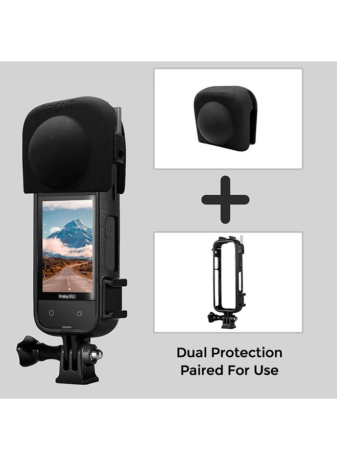 O Ozone Mounting Bracket Compatible with Insta360 X4 Accessories Frame Protective Case Cage with Lens Cap Cover & Housing Mount - Black  - Image 2