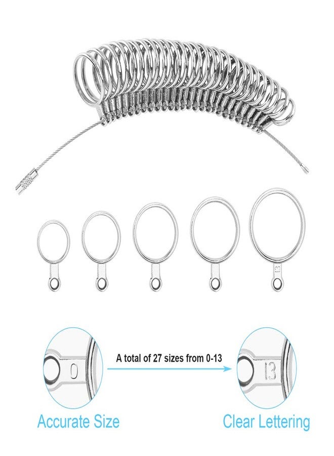 UUBAAR 27PCS Premium Ring Sizer Measuring Tool Set, Metal Measurement Tool, Sizing Kit, Jewelry Finger Size Measurer, US 0-13 With Half Size, Plastic Sizer Belt - Image 5