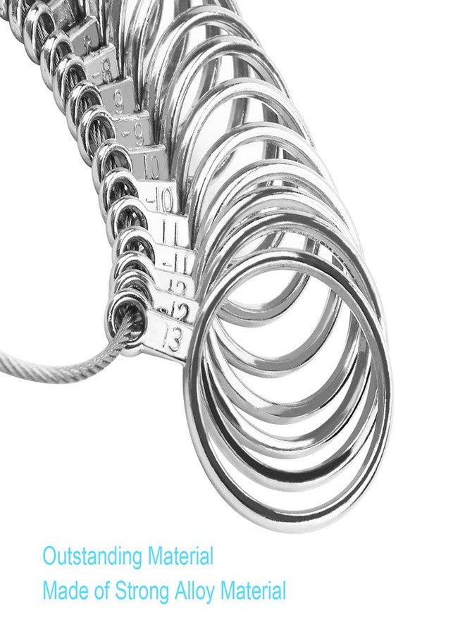 UUBAAR 27PCS Premium Ring Sizer Measuring Tool Set, Metal Measurement Tool, Sizing Kit, Jewelry Finger Size Measurer, US 0-13 With Half Size, Plastic Sizer Belt - Image 4