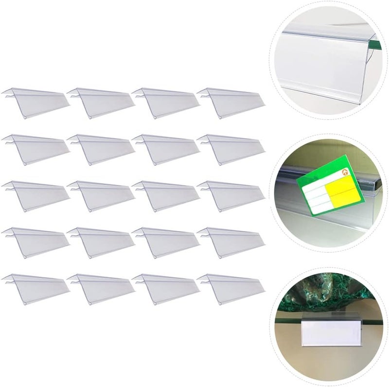 klarako Plastic Tags Tags Merchandise 20pcs Clear Label Holder Goods Shelf Label Holders Display Stands Tabs Merchandise Plastic Price Label Holder - Image 4