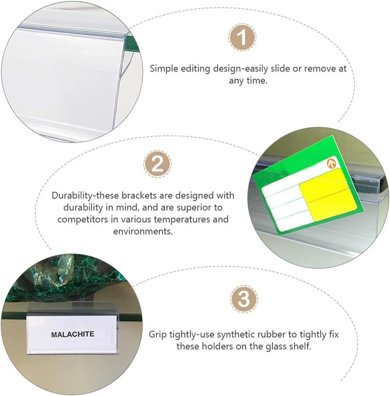 klarako Plastic Tags Tags Merchandise 20pcs Clear Label Holder Goods Shelf Label Holders Display Stands Tabs Merchandise Plastic Price Label Holder - Image 5