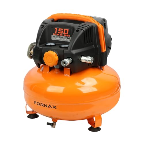 FORNAX Pancake Air Compressor with two couplers, 6 Gallon Portable Electric air compressor, 150 PSI, Oil -Free Air Compressor - Image 1