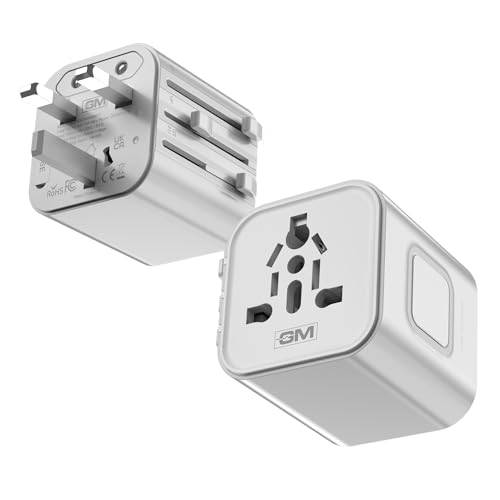 GM G+ Compact Travel Adapter | Universal All-in-One Worldwide Plug (US/UK/EU/AU) | Multi-Device Charging | Smart Safety Protection | Foldable, Fire-Resistant Travel Charger for 150+ Countries - White - Image 1