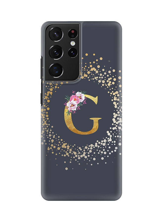 Stylizedd Monogram Slim Cover for Samsung Galaxy S21 Ultra 5G Case Custom Initials Letter Floral Pattern Snap Series Mobile Cover Matte Alphabet  - G (Grey) - Image 1