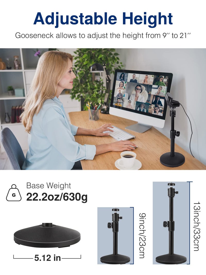 Puroma حامل كاميرا ويب Puroma مع قاعدة عنق الإوز - حامل مكتبي مطور لكاميرات Logitech C922 C930e C920S C920 C615 وغيرها مع خيط 1/4" - Image 2