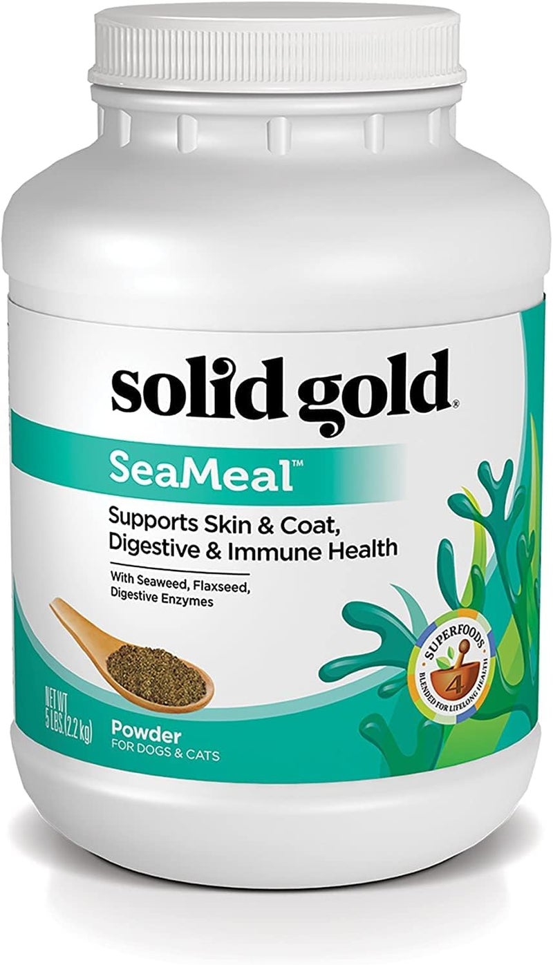 Solid Gold SeaMeal Multvitamin for Cats & Dogs - Grain Free Kelp Supplement - Digestive Enzymes for Dogs - Gut Health & Immune Support - Healthy Skin & Coat - Omega 3 & Superfood Powder - 5 LB - Image 1
