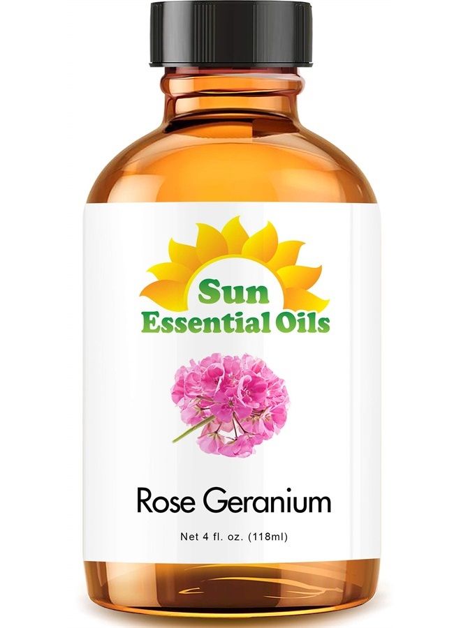 Sun Essential Oils 4oz - Rose Geranium Essential Oil - 4 Fluid Ounces - Image 1