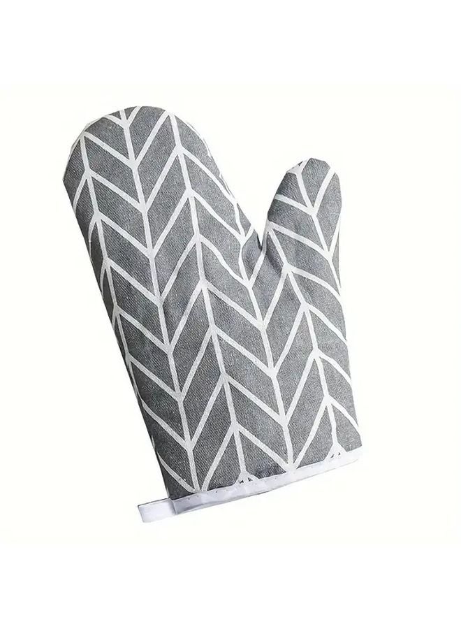2pcs Black Nordic Style Kitchen Gloves Set Polyester Geometric Pattern for Cooking Outdoor - Image 4