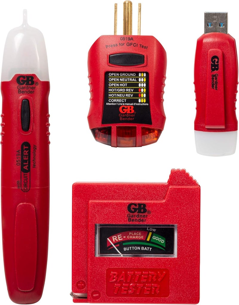 Gardner Bender Household Electrical Tester Kit; Battery, GFCI, Non-Contact Voltage, and USB Testers - Image 1