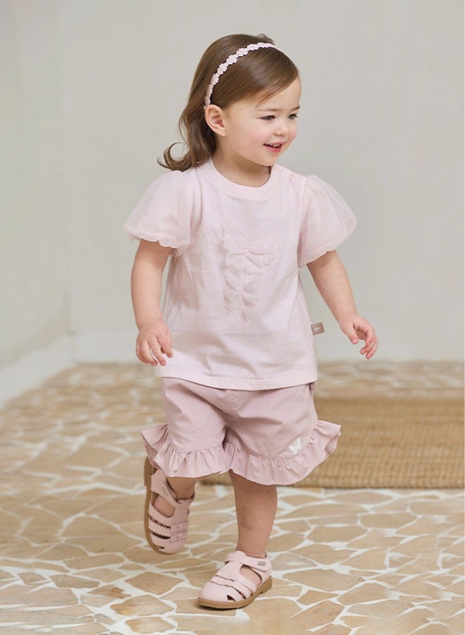 Dave & Bella Girls Butterfly Top and Shirt set - Image 1