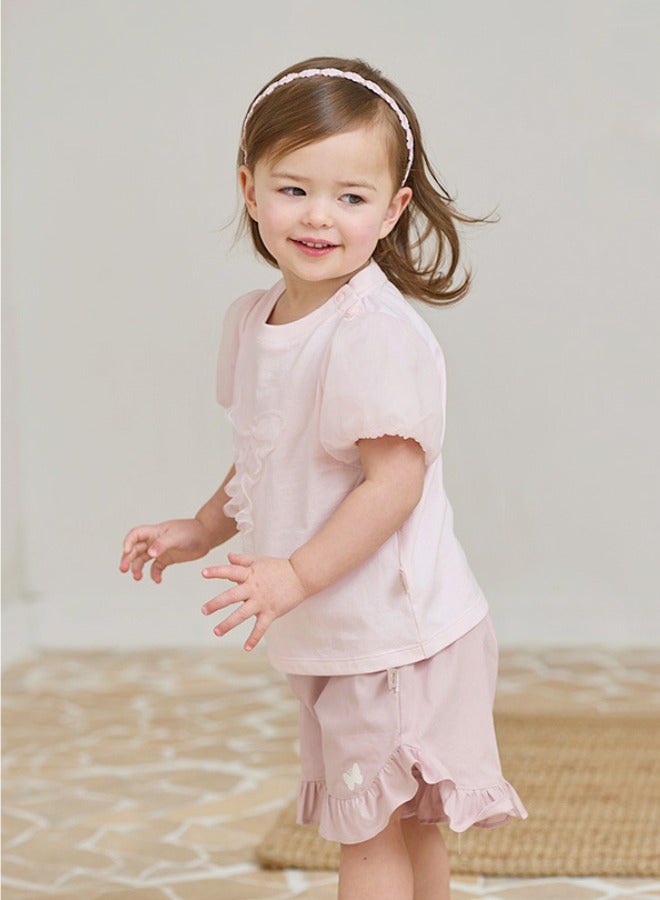 Dave & Bella Girls Butterfly Top and Shirt set - Image 2