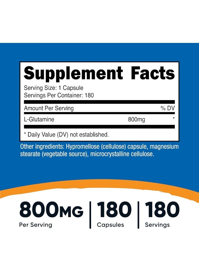 Nutricost L-Glutamine 800mg; 180 Capsules - Image 2