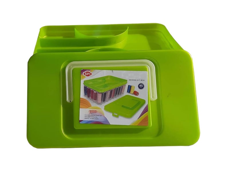 TWO BROTHERS Sewing Kit Thread Box Container with Plastic Tailoring Accessories Box_All Multicolour Are Also Available_SizeBig size 45 Reel storage Box 28  - Image 3