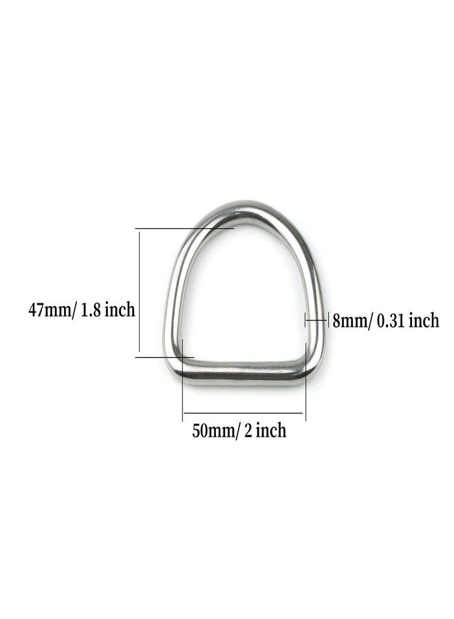 Hamineler 4 Pcs 2 Inch Stainless Steel D Ring, 5/16 Inch thickness Heavy Duty Welded D Ring Solid Metal Rings - Image 2