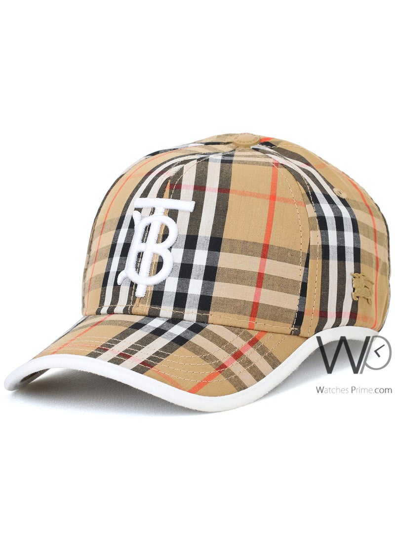 BURBERRY Burberry Baseball BT Beige Motif Icon Stripe Cap Cotton - Image 1