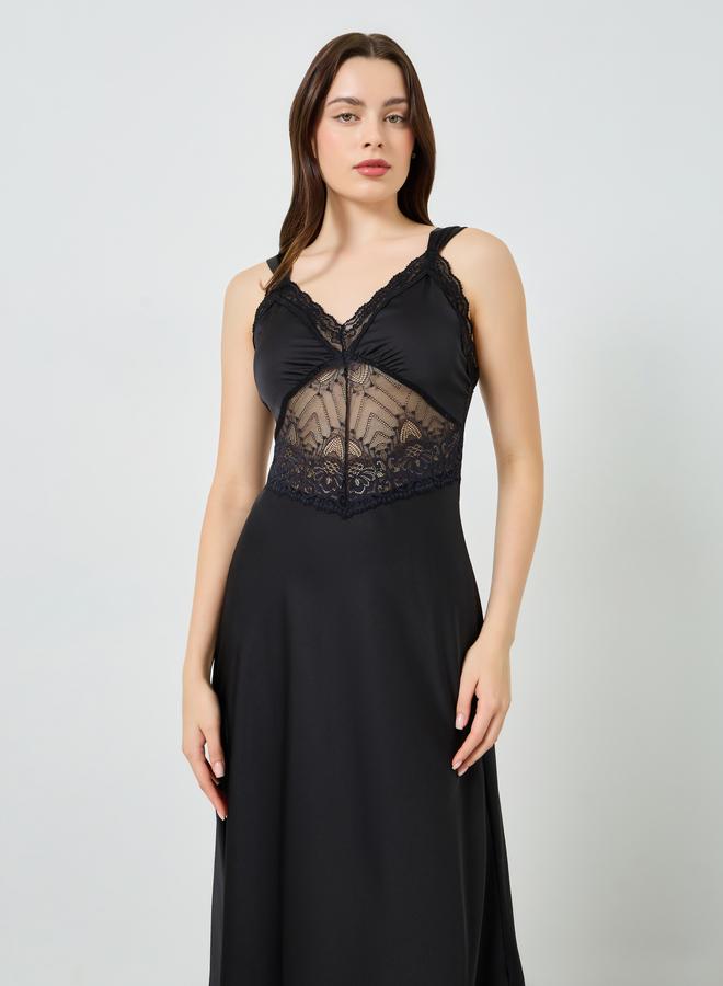 Styli Women Waist Cincher Effect Mesh Insert Slip Dress - Image 2
