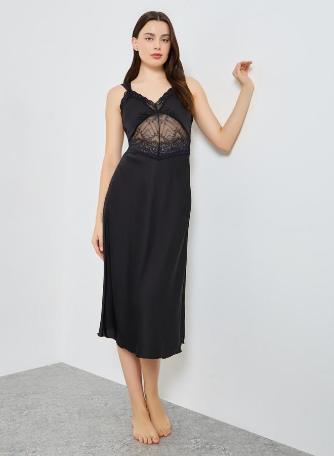 Styli Women Waist Cincher Effect Mesh Insert Slip Dress - Image 1