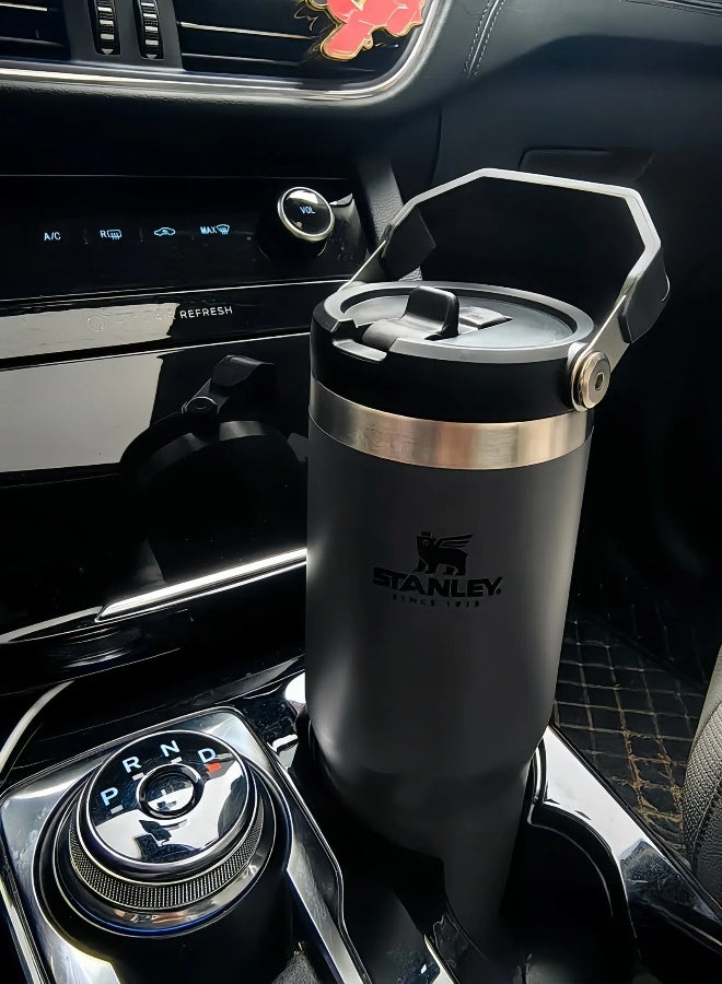 Stanley lce Flow 30oz Quencher H2.0 Fast Flowstate Stainless Steel Tumbler - Vacuum Insulated Water Bottle for Home, Office or Car and Travel,Reusable Cup with Straw Leak Resistant Flip Cold for 9 Hours or Iced for 40 Hours,Filling water or Iced Tea or Coffee, Smoothie and More,BPA-Free,Cream (Black) - Image 5