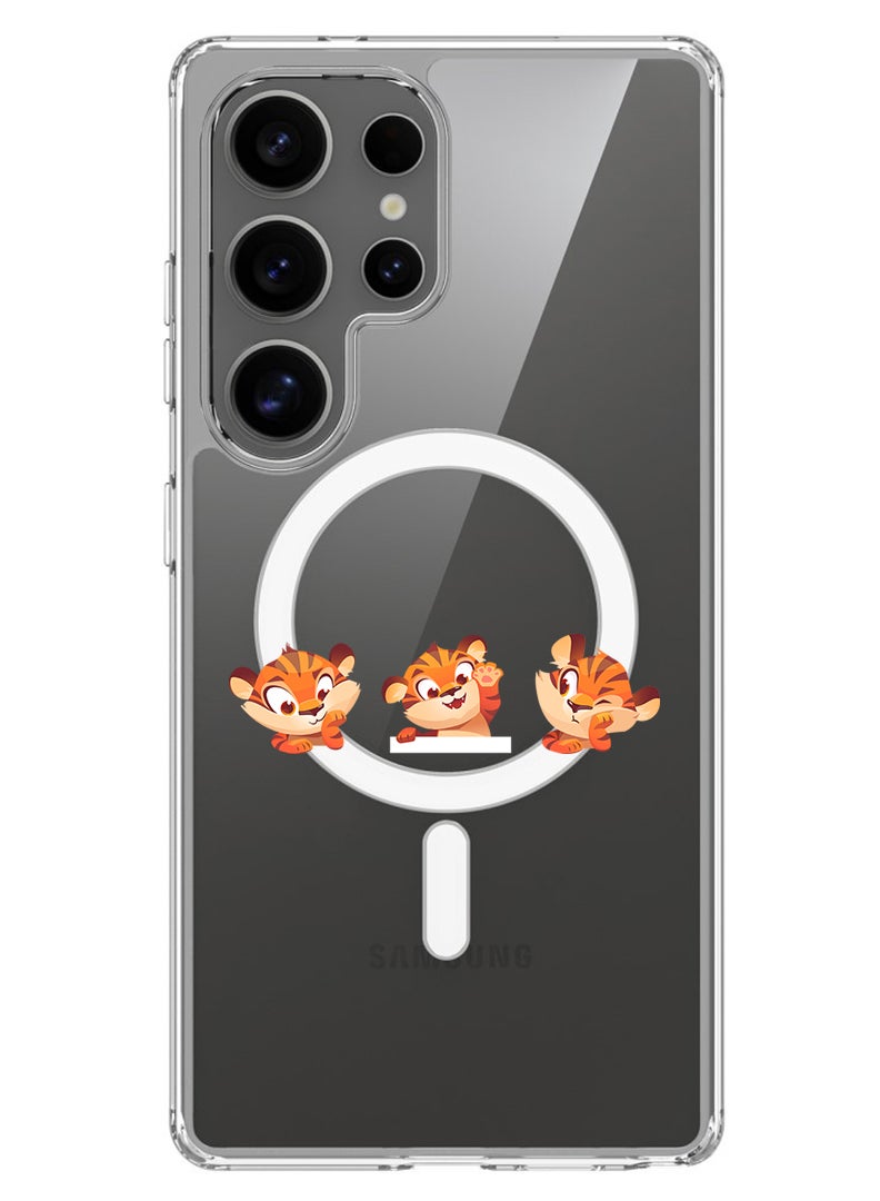 Theodor Magnetic Case for Samsung Galaxy S25 Ultra 6.9-inch Compatible with MagSafe Wireless Charging, Shockproof Phone Bumper Cover Cute tiger expressions - Image 1